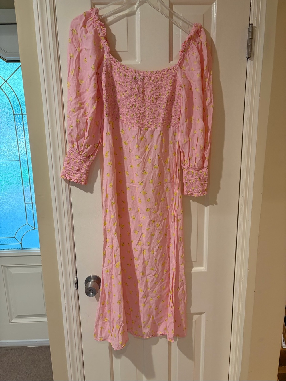 Faithfull the Brand Pink Floral Maxi Dress with Yellow Accents